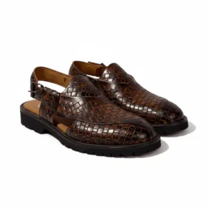 Brown Braided Peshawari Chappal
