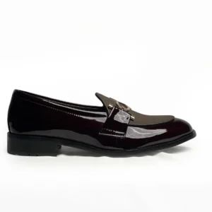 S Buckle Mehroon Shiny & Suede