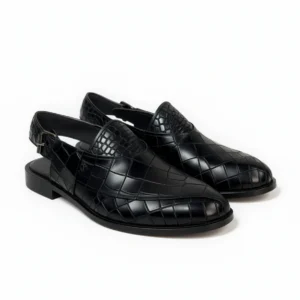 Black Spunch Textured Chappal